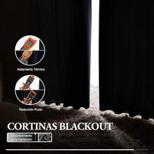 Cortinas Blackout para Recamara con Aislamiento Térmico, Cortinas para Sala 100% Poliéster Tela, Reducción de Ruido, Suave Cortinas con Bolsillo para Barra, 2 Paneles, 132 x 213.3 cm - Negro - Ver 5