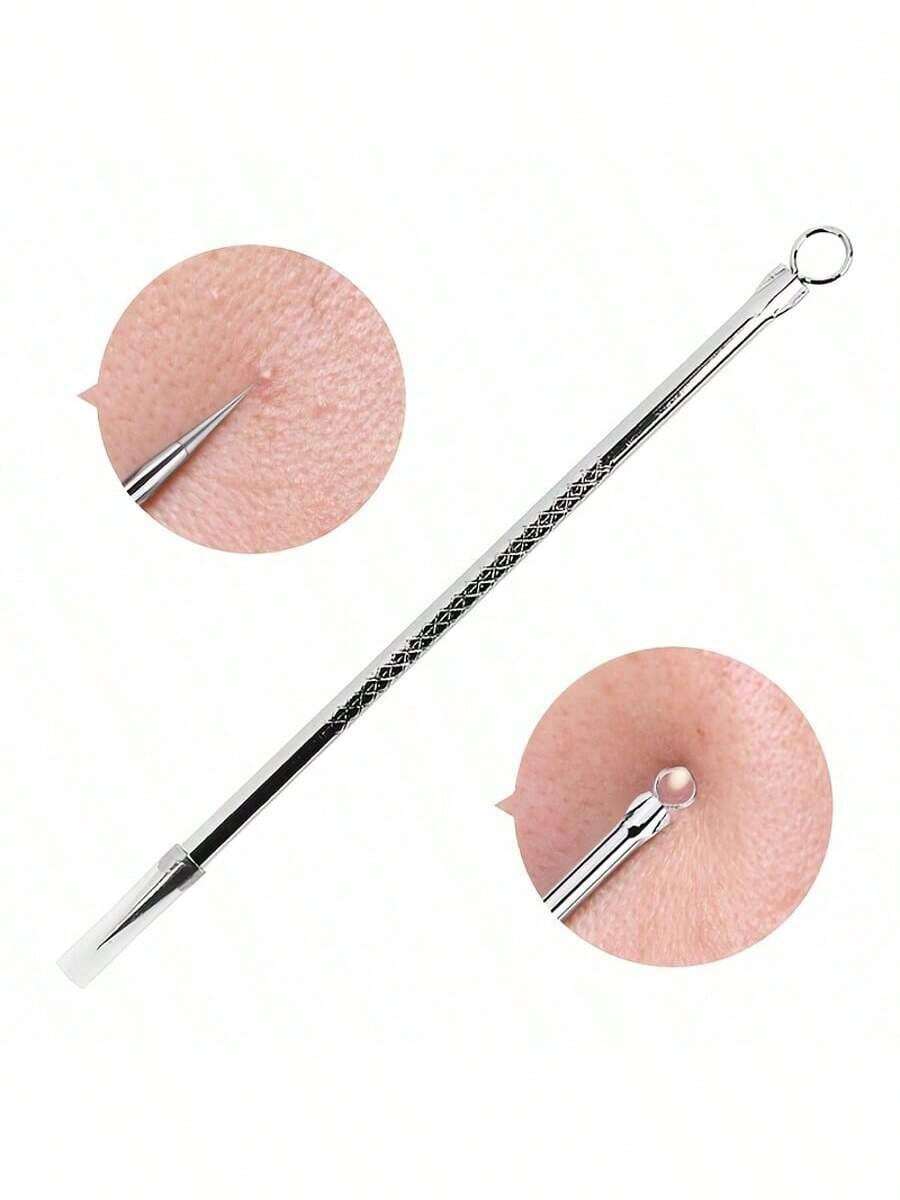 Stainless Steel Acne Removal Tool Blackhead Acne Removal Kit Pointed Acne Picking + Circular Squeezing Dual-Function Design The Same Acne Needle As The Beauty Salon And Disinfected Acne Needle Accurate Blackhead Acne Removal Tool Non-Slip Handle Comfortable Grip Essential Artifact For Skin Management Portable Acne Cleaner Acne Needle For Sensitive Skin - Grey - View 1