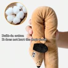 1pc Plush Sausage Dog Doll, Realistic Dachshund Stuffed Animal Chew Doll With Sound - Multicolor - View 9