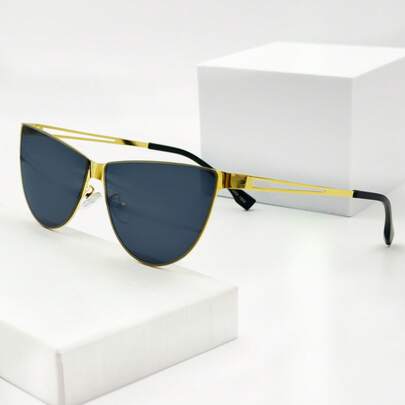 New Unisex Metal Cat Eye Fashion Glasses, Fashionable For Beach & Vacation