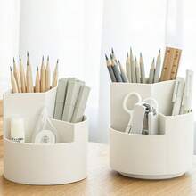 حامل قلم فرشاة المكياج القابل للدوران 360 درجة - منظم مكتبي بسيط ذو سعة كبيرة