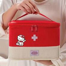 Sanrio 1 قطعة حقيبة إسعافات أولية كبيرة قابلة للطي من النايلون مقاومة للماء من سانريو هيلو كيتي - حقيبة طبية وللوقاية من الأوبئة محمولة بسحاب أحمر - حقيبة تخزين طبية للطوارئ للسفر والتخييم المنزلي - حقيبة طبية ، صندوق إسعافات أولية ، منظم للسفر ، ضروريات السفر ، معدات السفر ، حقيبة سفر للكليات والعطلات والرحلات البحرية والتخييم الصيفي والمشي لمسافات طويلة والمعدات الصيدلية
