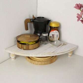 Estantería de esquina de madera antigua - Estantería de exhibición multiusos vintage para cocina, bar de café, decoración rústica, baño y restaurante, estantería de almacenamiento ahorradora de espacio para artículos pequeños