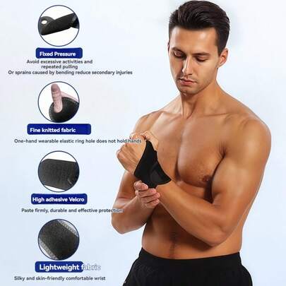 1pc/2pcs Unisex Basketball Sports Wrist Wraps, Adjustable Wrist Warmers, Fitness Weight Lifting Wrist Straps, Wrist Support, Tendon Sheath Wrist Brace, Wrapped Compression Wrist Wraps, Basketball Badminton Tennis Sports Fitness Sprain Prevention Wrist Wraps