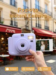 Popoto Instant Camera, Compatible With Mini Instant Film, Includes 10 Sheets Of Film, Built-In Flash, Optical Imaging, Center Viewfinder, Vintage Film-Like Photo Quality (Batteries Not Included) - Camera + Film, Selfie Mirror - View 9
