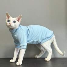 Solid Color Short Sleeve Hairless Cat Clothes For Small, Medium And Large Cats, Suitable For Sphynx Cats, Machine Washable, Soft Fabric, Comfortable Fit, Spring/Summer Pet Apparel