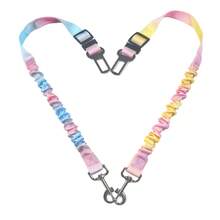 1 PC Pink Blue Purple Green Gradient Color Dog Safety Traction Lanyard For Controlling Explosive Cat Dogs' Movement, Pet Car Seat Belt With Traction Lanyard Window Locking Mechanism, Retractable Safety Belt For Dogs,Retractable Safety Belt For Dogs,Suitable For Taking A Car Ride In The Back Seat For Outings.