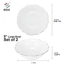 Białe zestawy obiadowe ze złotym rantem - nowoczesny styl, nowy zestaw obiadowy z porcelany kostnej, piękne krawędzie w kształcie muszli i luksusowe złote wykończenia - odporny na zarysowania, zestawy talerzy i misek do zmywarki ceramicznej, zestaw naczyń, zestaw misek i talerzy, zestaw obiadowy do kuchni, ceramiczne naczynia do mikrofalówki i zmywarki, biały,