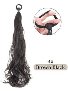 Synthetic Hair Extension Wrap Around Ponytail Bun Hairpiece Messy Curly Elastic Hair Tie Bowknot Bun And Updo Hair Extensions Suitable For Women's Everyday Wear - Brown-Black