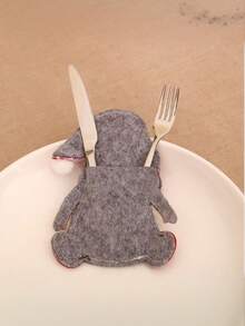 3/6pcs Christmas Table Setting Decorations With Gnome & Snowman Faceless Knife And Fork , Red & White Polka Fabric Protective Covers & Spoon Holder - Festive Cutlery Holders For Home & Restaurant Use, Durable Fabric Material, Easy-Clean Holiday Tableware (Knives/Forks Not Included) - Ideal For Christmas Parties & Everyday Dining - Adorable Gnome Characters With White Pom-Poms & Red Scarves, Seasonal Table Decor, Party Planners, Christmas Decor - Multicolor - View 5