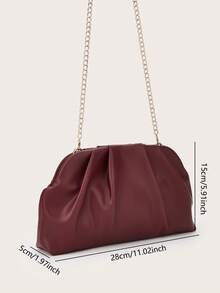 Ví cầm tay cổ điển màu trơn có khóa kéo, túi xách đa năng dung tích lớn, túi da PU thời trang, phù hợp cho nữ, thích hợp cho đám cưới, tiệc tùng, dạ hội, các sự kiện buổi tối. - Màu Đỏ Sâu - Xem 8