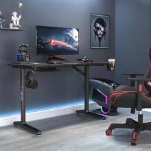 DESIGNA Computer Desk Racing Style, 47 Inch Gaming Desk, Writing Home Office Desk with Free Mouse Pad, USB Handle Rack, Cup Holder & Headphone Hook, Black - por defecto - Ver 2