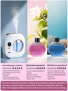 جهاز نشر العطور المنزلي، جهاز أروماثيرابي قابل للشحن، رذاذ أروماثيرابي كهربائي قابل للتثبيت على الحائط، مع إضاءة محيطة ملونة. يحتوي على 5 أوضاع عمل قابلة للتعديل و6 روائح أروماثيرابي للاختيار منها. الروائح طازجة وطبيعية، ويمكن وضعه في غرفة النوم أو غرفة المعيشة أو المكتب أو الحمام