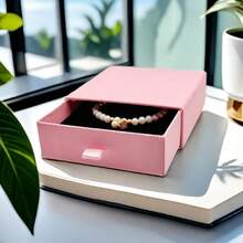 10个装 - 抽屉式纸板首饰盒，粉色纸板首饰礼盒，内含黑色海绵，可堆叠，适用于项链、手链、耳环等首饰的收纳和展示。 - 黑色 - 查看 5