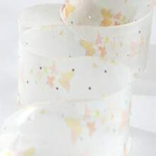 水钻雪纺丝带领结发饰，花店花束包装材料丝滑雪纱丝带带银点情人节