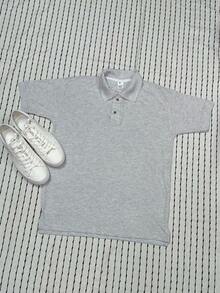 Men's PLAIN POLO Shirt Premium Cotton Pique Fabric Promotion - 淺灰色 - 查看 3