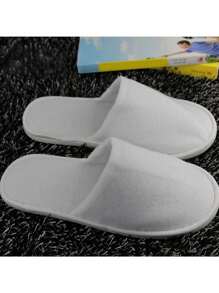 1/5/10/20双一次性包头浴室拖鞋，适合在家招待客人，价格实惠的SPA - 白色 - 查看 5