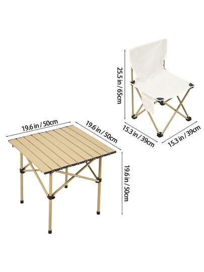 Living And Home 1 Portable Folding Camping Table With 2/4 Chairs Lightweight Carbon Steel Oxford Cloth Foldable Set With Storage Bag For Outdoors Picnic Travel