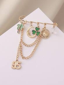 1 chiếc ghim cài áo mặt dây chuyền hình cây cọ, cỏ ba lá, mặt trời và mặt trăng trang nhã dành cho ngày lễ Thánh Patrick, kèm dây tua rua, thích hợp cho phụ nữ đeo hàng ngày, trong các lễ hội, tiệc tùng, có thể điều chỉnh để vừa vặn với eo, dùng để trang trí mũ, tạo kiểu đa năng. - Nhiều màu - Xem 2