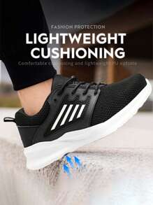 Dian Sen 1 Pair Men's Safety Training Shoes, Steel Toe Work Shoes, Durable And Comfortable, Suitable For Women, Anti-Puncture, Anti-Crush, Shock-Absorbing Sole, Rotary Buckle, Breathable, Perfect Gift For Hiking, Outdoor Activities, Lightweight EVA Sole - The New Black - View 10