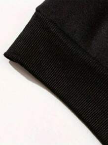 男士加大码落肩交叉印花抽绳连帽卫衣，休闲时尚，适合秋冬季节，长袖上衣 - 黑色 - 查看 5