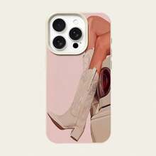 1 pieza Funda de teléfono con patrón de rayas azules de bota de vaquero vintage occidental de TPU compatible con iPhone/compatible con teléfonos inteligentes Redmi - Blanco - Ver 5