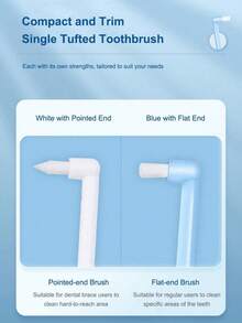 1 件装软齿面正畸牙刷，尖头/圆头，牙线刷，单簇牙刷，用于正畸治疗期间的牙齿清洁 - 彩色 - 查看 4
