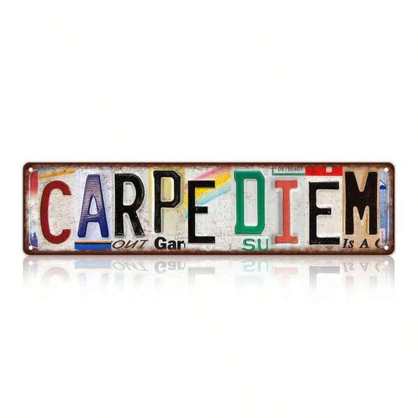 Señales de calle de metal con decoración de pared vintage "Carpe Diem" de 16 x 4 pulgadas