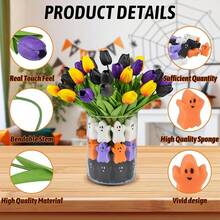 39PCS Halloween Vase Filler Decorations Kit, 15PCS Tulips Artificial Flowers With 24PCS Ghost Vase Filler Set, Ghost Decorations Halloween Vase Fillers Table Centerpieces Party Decoration - 15 Multicolor Tulips With 24 Ghost - View 7