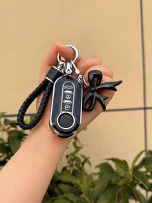 菲亚特依维柯 Eurosport 钥匙扣套，全扣 500 Bravo 保护壳，蝴蝶结装饰 PU 皮革钥匙扣 - 均碼 - 查看 8