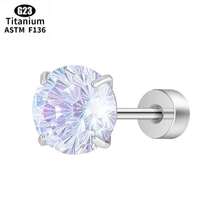 SENLANSP 1pc Luxury G23 Titanium Internally Threaded Dermal Anchor With Synthetic Opal Centered Rose, Perfect Gift, Hypoallergenic, Comfortable Wear