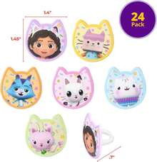 DecoPac  Gabby's Dollhouse Rings, 24 Cupcake Decorations Featuring Gabby, Pandy Paws, Irresistible Kitty Characters, And Super Fun Adventures!- 24 Pack - Trang trí bánh - Xem 3