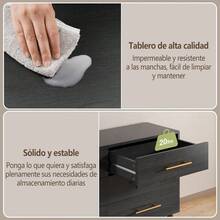 Cómoda de 6 cajones con tiradores de metal almacenamiento dormitorio sala entrada diseño moderno espaciosa organización eficiente resistente fácil montar - Negro - Ver 5