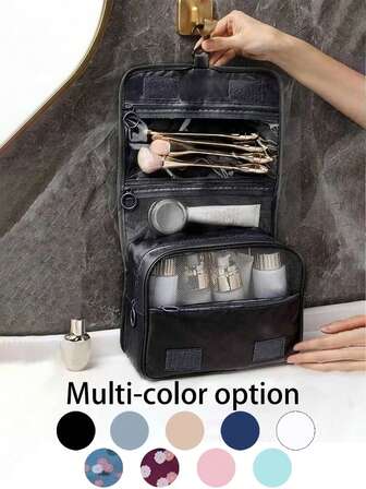 1pc Waterproof Cosmetic Bag, Hanging Toiletry Bag, Multi-Functional Storage Bag, Luggage Bag, Makeup Brush Organizer, Bathroom Storage Bag, Makeup Bag, Cosmetics Storage Bag, Data Bag, Luggage Bag, Handbag, Underwear Bag, Shoe Bag, Clothing Organizer Bag, Skincare Storage Bag, Travel Organizer Bag, Bathroom Storage, Suitable For Lipstick, Makeup Brushes, Makeup Pencils, Eyeshadow, Mirror, Eyeliner, Lip Gloss, Skincare, Toothbrush, Toothbrush Cup, Soap, Shampoo, Comb, Watch, Phone, Necklace, Jewelry, Digital Products Storage