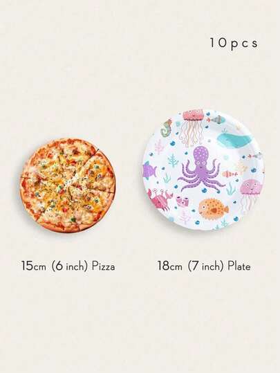 68/10/Set, Unterwasserwelt-Themen Party Zubehör, Einweg-Partyteller, Papier-Partyteller. Beinhaltet 18 cm Teller, 23 cm Teller, Papierbecher und Servietten-Sets. Geeignet für 16 Personen, Picknick-Zubehör, Geburtstagsfeiern, Camping, Dekoration und Feierlichkeiten. Partygeschenke, Bridal-Shower, Restaurant-Dekorationen, Küchenutensilien, Partys, Cartoon-Tiere
