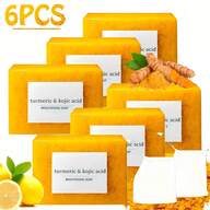 3PCS Lemon Turmeric KojicAcid Soap,Unisex Handmade Soap, Offering Dual Effects Of Cleansing And Moisturizing, With Turmeric Ingredient For Extra Peace Of Mind