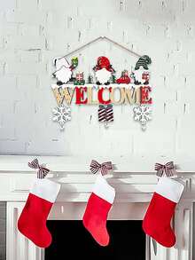 1set/2sets Creative Wooden Christmas Tree & Letter Decor Hanging Ornaments, Reindeer Christmas English Decor Sign
