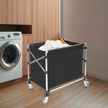 YIYIBYUS 87x52x78cm Commercial Laundry Cart, Black Laundry Cart With Wheels, Folding Laundry Cart - Black - View 2