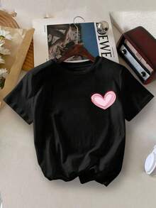 2pcs/Set Teen Girl Butterfly Print Short Sleeve T-Shirt And Flare Pants Outfit, Spring/Summer - Black - View 4