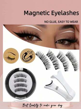 Magnetic Eyelashes Natural Look, Reusable Manga Magnetic Lashes Kit With Applicator, No Glue Needed Magnetic Eyelashes Kit, Easy To Wear And Remove For All-Day Comfort