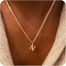 1pc Exquisite Fashion Jewelry Necklace, Stainless Steel A-Z,26 English Initials Pendant, Holiday Gift, Suitable For Women To Wear Daily Stainless Steel Letter Pendant Necklace