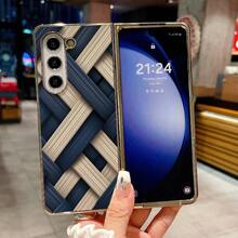 Luxury PU Leather Case, Leather Texture Feel Graphic Strip, Heart Leopard Print Foldable Mobile Phone Case Compatible With Sam Galaxy Z FLIP FLOP 3 4 5 6 Gold Plated PC Cellphone Protective Shell Design For MOTO RAZR 40 50 60 ULTRA - 彩色條紋 - 查看 2