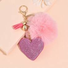 4 Stücke Zubehör-Set für Becher, Diamant-Strohhalm-Abdeckkappe, Glitzer-Silikonhülle für Becher, Silikonanhänger für Strohhalme, Diamant-Herz-Anhänger mit Bommel-Schlüsselanhänger, für Outdoor-Aktivitäten, Valentinstag