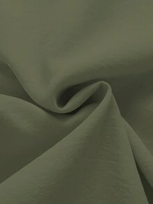 男士休閒寬鬆百搭長袖全開鈕扣襯衫搭配純色抽繩長褲 2 件套（尺碼偏大） - 軍綠色 - 查看 6