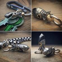 Shark Rocket Bomb Keychain With Skull Details, Alloy Metal Hardware Pendant, Car Key Chain Pack Of Accessories, Unique Halloween Decoration - 骨架 - 查看 8