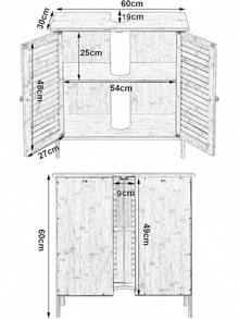 Waschtisch mit 2 Türen, 60 x 30 x 60 cm, Bambus