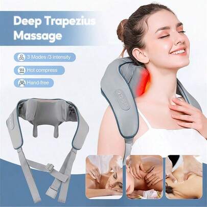 Shoulder & Neck Massager Shawl, Electric Vibrating Trapezius Muscle Massage Device, Gift For Parents & Men & Women, Kneading Neck & Shoulder Massager