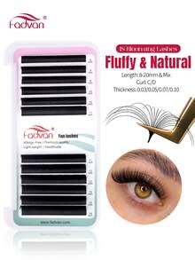 Fadvan Easy Fanning Eyelash 0.05/0.07/0.10 C/D 9-17mm 15-20mm Mix Extensions Blooming Eyelashes Flare Eyelashes Russian Volume Auto Fan Eyelashes Natural Cilia Silk Lashes, Natural, Lash Tech Supplies Lash Clusters, Eyelash Clusters, Individual Eyelashes, Lashes, Fake Lashes - C - View 1