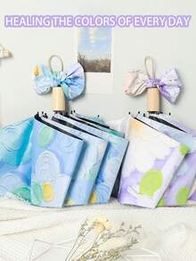 1pc Automatic Folding Umbrella With Floral Oil Painting Design, Black Coating UV Protection, Suitable For Sunny And Rainy Days