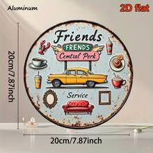 A 2D Flat 8*8inch Round Aluminum Sign Showcasing Retro Decoration Related To The TV Series "Friends" Café. It's A Classic Central Café Theme Decoration, Perfect For Decorating Living Rooms, Bedrooms, Kitchens, Restaurants, Bars, And Cafes. Wall Decoration With A Total Of 191 Characters For Room Decor,Christmas Decrotions>Table Runner,Christmas Decrotions>Table Runner,Birthday Decarations